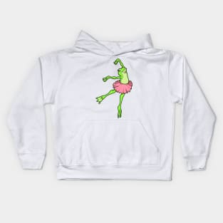 Cartoon frog dances ballet - ballerina Kids Hoodie